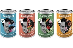 Paellissimo - Caldo Concentrado de Carne, de Verduras, de Pescado y Marisco y para Paella Valenciana | 100% Natural y Sin Gluten | 4 Raciones x Lata (Contenido por Lata 400gr) | 4 unidades