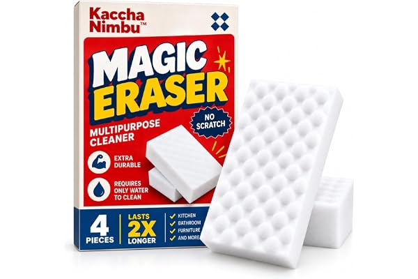Kaccha Nimbu Magic Eraser Cleaning Sponge, Multi-Surface Cleaner for Wall, Kitchen, Bathroom, Shoes, Switch Boards & Floor Ti