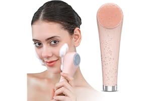 ‎AIMANFUN 6 in 1 Electric Facial Cleanser Light Heat Cooling Treatment Rechargeable Face Cleanser Silicone Cleaning Electric Against Wrinkles Face Brush Skin Scrubber Cleaning Brush Face