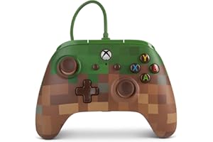 PowerA, controller cablato avanzato, design con blocco d'erba del videogioco Minecraft