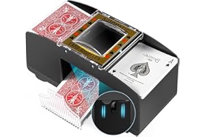 ANYVOYAGE Automatic Poker Shuffler Machine with Rubber Silencer, Casino Card Electric Shuffler, Playing Card Shuffler for UNO, Phase 10, Skyjo, Skip Bo Home Card Game (Black&Golden 1-2 Deck)