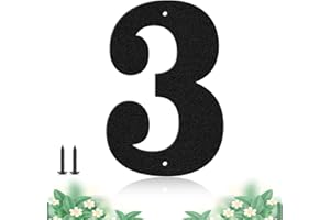 SHOWMTHEM Moderne Hausnummer aus Metall, 15,2 cm, langlebig, für den Außenbereich, Garten, Garage, Briefkasten, Dekoration, Buchstabe mit Nagelset, stabile Hausnummer für draußen, visuelles Schild (3)