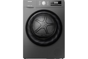 Teknix TKHP8HS 60cm Freestanding 8kg Heatpump Front Load Tumble Dryer - AI Sensor Dry - Allergy Care - Drying Rack - Titanium - D Rated