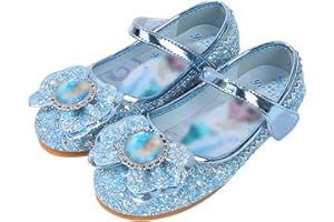 YOSICIL Mädchen Prinzessin Schuhe ELSA Kristall Schuhe Frozenn Eiskönigin Sandalen Partei Glitzer Pumps Festlich Ballerina Karneval Verkleidung Kinder Kostüm Zubehör Schuhe,Blau,25