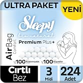 Sleepy Bio Natural Premium Plus Airbag Comfort Ultra Paket Bebek Bezi 3 Numara Midi 224 Adet