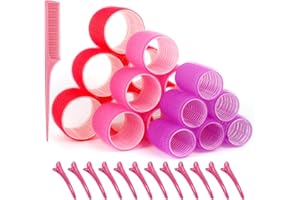 PEOBAETY Lockenwickler, Locken ohne hitze, 33PCS Selbsthaftend Locken Set Groß für Langes, Mittleres, kurzes Haar, mit 18 Lockenwickler in 3 Größen, 12 Clips, 1 Kamm und 1 Aufbewahrungstasche Haarschonend