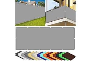 SUNLIMEI Pantalla para Balcón Impermeable 160 x 260 cm Resistiente Al Viento y Polvo Privacidad de Balcón y Pantallas con Ojales Cuerda para Patio Al Aire Libre Apartamento, Patio, Gris Claro