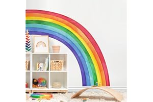 ‎SUPZONE Supzone Wandtattoo Regenbogen XXL (158x143cm), Großer Wandaufkleber Aquarell Regenbogen Wandsticker für Mädchen Kinderzimmer Babyzimmer Schlafzimmer Türen Wanddeko