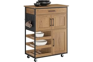 SoBuy Mobile Cucina Salvaspazio con Ruote Carrello Cucina con Cassetti e Portabottiglie, Mobiletto Credenza credenza cucina per Cucina o Sala da Pranzo Vintage Marrone 67x88x37cm FKW134-N