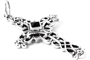 Windalf Schmuck Anhänger LUCAN Gotisches Kreuz Onyx 925 Sterlingsilber