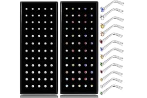 Milacolato 120 Pcs Lot Piercing Nez L Nez Piercing Goujons Bijoux pour Femmes En Acier Inoxydable Corps Piercing Oreille 22G 1.5mm 2mm 2.5mm