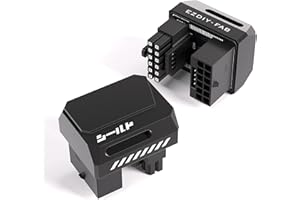 EZDIY-FAB Adaptateur PCIe 5.0-600W 12+4pin, connecteur d'alimentation GPU 16pin 12VHPWR, Angle droit 180 degrés - Compatible avec les cartes graphiques RTX 3090Ti,4070Ti,4080,4090-Type RVS,Noir,1 pack