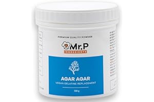 Mr.P Ingredients Agar Agar 500g en Polvo Gelatina Reemplazo Ideal Para Preparar Jaleas y Mousses Vegano Vegetariano Halal Kosher No-OGM