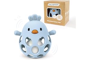 MCGMITT Balle de préhension pour bébé en silicone sans BPA – Jouet hochet en forme de poussin stimulant sensoriel et moteur facile à attraper doux et sûr pour les bébés cadeau Montessori 3 mois – Bleu