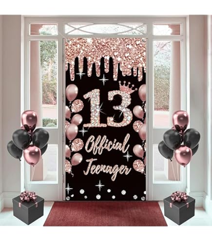 13e verjaardag decoraties voor meisjes paars en zilver, officiële tienerballonnen banner, gelukkige verjaardag banner, omg Ur A tiener sjerp, nummer 13 folie ballon, 13e verjaardag feestartikelen