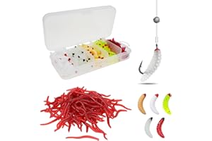 Riceel Künstliche Köder Würmer Fisch, Kunststoff Angeln Köder Kunststoffwürmer Köder für Forelle Crappie Brot Würmer 2cm