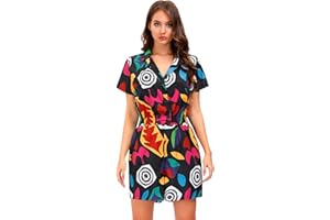 For G and PL Women's Halloween Romper Cosplay Wrap Button Down Costume Fancy Short Sleeve Midi Dress XS-XXL