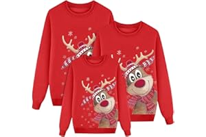 Genérico Sudaderas Navidad Familia Jersey Punto para Hombre Mujer Y Niños Jersey Navideñas Familiares Jerseys de Navidad para Parejas para el Invierno Sudadera Navideña Rojo Familiar Mujer