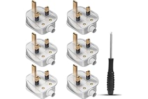 SILHANI Pack of 6 13Amp Plug, Fused Plug 3 Pin Plug Uk With Cord Grip Rewireable White Plugs-13 Amp Plug Uk Heavy Duty Electrical Plug Uk 13 A Fused Mains Plugs-13 Amp Plugs Durable For Electrical Appliances.