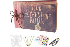 AIOR Photo Album Scrap Books Our Adventure Book Pixar Up Handmade DIY Family Scrapbook 80 Pages Memory Book, Vintage Wedding Guest Book Anniversary Birthday Gifts for Women Men (A)