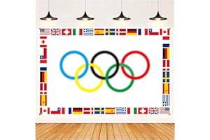 EWRGIJ Oly Flag, Oly Decorations, 1 Pcs Large Oly Decorations Banner for Oly Rings Games Countries Sports Games (Oly Flag)