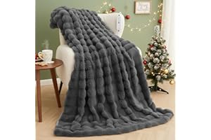 CURECURE Elektryczny koc grzewczy 130x180 cm, puchaty wzór z króliczego futerka i flaneli, 4 poziomy grzania, automatyczne wyłączanie 10h, nadaje się do prania w pralce