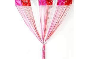 Vidillo Zasłona sznurkowa, brokatowa, biała, 100 x 200 cm, zasłona ścienna, dekoracja okna wystawowego, dekoracyjna zasłona działowa, ochrona przed owadami, na wesele, do kawiarni, restauracji