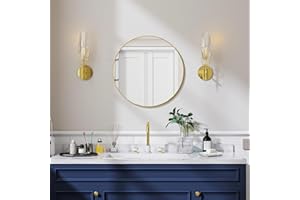 ‎KOONMI Koonmi 50cm Runder Spiegel Gold Spiegel Rund Wandspiegel mit Rahmen aus Aluminiumlegierung für Badezimmer, Waschtisch, Wohnzimmer, Schlafzimmer, Eingang Wanddekoration