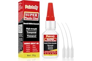 PAISTELY Plastic Glue, Waterproof and Heat-Resistant Strong Glue for Plastic, Superglue for Bonding Glass, Vinyl, Acrylic, PVC, Metal, etc. (30g)
