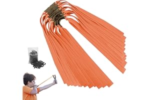 GZjiyu 20 STK Zwille Steinschleuder Profi, 25 cm Schleuder Gummi mit 200 STK Tonkugeln Schleuder für Outdoor,Jagd,Schieß Ersatzgummibänder (Orange)