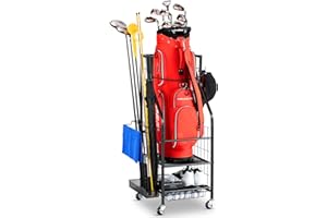 EXTCCT Golf Bag Storage Organizer- Golf Bag Stand Fit for Golf Bags and Golf Clubs, Golf Balls, Golf Equipment Accessories, Extra Large Golf Bag Storage Rack for Garage