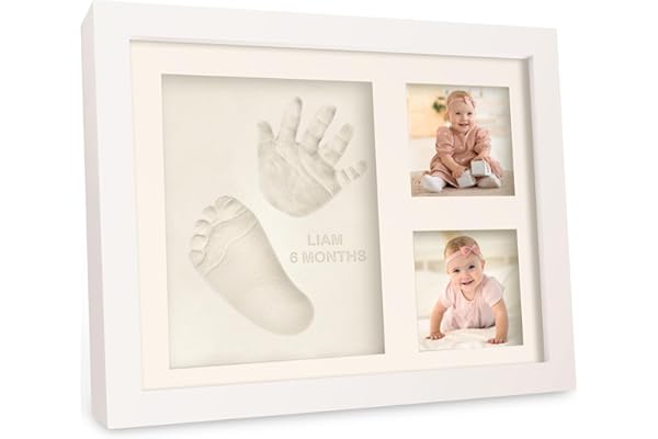 Kit Souvenir Empreinte et Empreinte Bébé - Impressions pour enfants - Cadre photo nouveau-né -Kit d'art de mémoire - Cadres photo de douche de bébé, registre de bébé (28cm x 22cm, Alpine White)