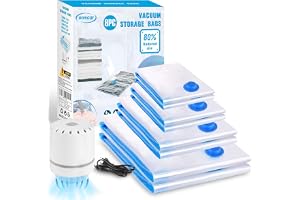 Vakuumpåsar med elektrisk pump, 8-pack (2 jumbo, 2 stora, 2 medium, 2 små) återanvändbara förvaringspåsar för förvaring av fi
