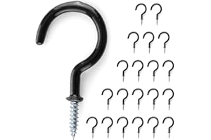 THE LITTLE CHILTERN CO Little Chiltern Co Cup Mug Hooks - Coat Hooks, Key Holder for Wall, Door Hooks, Hanging Plant Pot, Cupboard Shelf Screw Hook - Christmas Lights Hanging Hooks - 2 Inch - Black Colour - 20 Pack