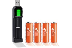 Pickle Power Pilas LR1 Recargables, 750mAh Batería NI-MH N Size E90 N LR1 MN9100 910 A 1,2V con Cargador LED
