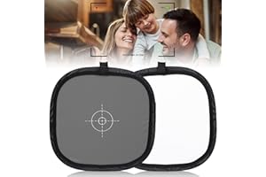 Arjeta Gris para Balance Blancos: HOMURY Plegable Placa de Enfoque de Doble Reflector 18%, Tarjeta de Exposición con Bolsa de Accesorios, Dos Lados Arjeta Gris para Balance de Blancos (30cm)