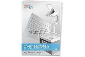 LAMINIERFOLIEN24 XLam Overheadfolien DIN A4 für Laserkopierer- und Drucker - OHP Folien - 100 Stück - PREMIUMQUALITÄT