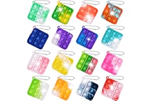 Ainiv Mini Fidget Pop Bubble Toys, kwadratowe zabawki do wyciskania z brelokiem, zabawki sensoryczne, łagodzące stres, lęk, zabawki biurkowe, do ADHD, autyzmu, do szkoły, dla dzieci, biura, dorosłych