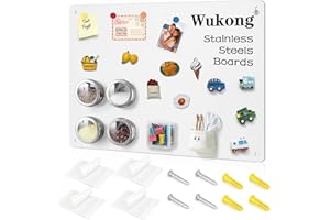 Wukong Tableau Magnétique Blanc 42 x 30 cm – 1 Pièce – Cadre en Aluminium – Surface Antirayures en Acier Inoxydable – Autocollant – Pour Bureau, Cuisine, Réfrigérateur