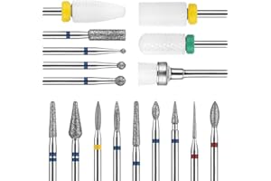 Sibba 17-częściowy zestaw wierteł do paznokci 3/32" 2,35 mm do usuwania skórek paznokci, frez do paznokci, frez do skórek, frez do skórek, do manicure, pedicure, akrylu, głowice szlifierskie