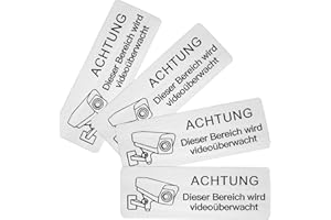 Neodtx Schild Videoüberwachung 4stück Privatgrundstück 8.5x3cm Selbstklebend Aluminium Hinweisschild Videoüberwachung Warnschilder,Rostfrei Kamera überwachung Schild,Videoüberwachung Schild Klein"