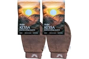 BfefBo Kessa Exfoliating Glove, Brown x2, Natural shower loofah, exfoliating body scrub, Plant based, Eco friendly Products, Plastic free