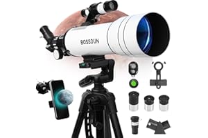 NEYLANG Telescopes for Adults Astronomy, 70mm Aperture 400mm Refractor Telescope for Kids FMC Coated-High Transmission with Smartphone Adapter Wireless Remote Tripod Astronomical Telescope for Beginner White
