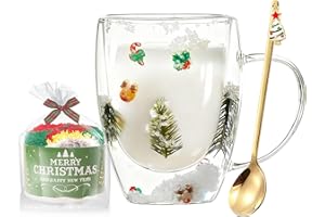 BINOSTER Carine Tazze da Caffè con Calzini di Natale Tazze da Tè Espresso di Vetro Regali di Natale per le Donne Mamma Amici Bambini Nonna Uomini Kawaii Natale Stocking Stuffers Decorazioni Regali