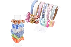 IBEQUEM 2 sztuki akrylowych uchwytów do scrunchie, zdejmowany organizer na czoło, przezroczysty stojak na opaskę, łańcuszek, biżuteria, naszyjnik, akcesoria do włosów, organizer na wyświetlacz dla nastolatek i kobiet