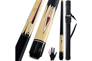 TaiBA 2-Piece Pool Stick With 1x1 Case,13mm Tip, 58", Hardwood Canadian Maple Professional Billiard Pool Cue Stick 19-20 Oz (Selectable)-Blue, Black, Red, Gray, Green, Brown
