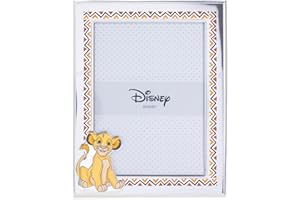 VALENTI & CO. – Disney Baby – Rey León Simba – Marco de fotos de plata para niños, regalo bautizo, nacimiento o cumpleaños (13 x 18 cm)