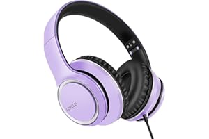 LORELEI X8 Over-Ear-Kopfhörer mit Mikrofon mit 1,45 m verwicklungsfreier Nylonschnur und 3,5-mm-Stecker, leicht, faltbar und tragbar, für Smartphone, Tablet, Computer, MP3/4,（Dunkelviolett）