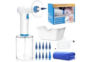 TEMODU Ohrenschmalz Entferner, Elektrische Ohrenreinigungsset, 4 Reinigungsmodus Einstellungen, Wiederaufladbarer Ohrenreiniger, Sicherer, Effektiver Ohrenreiniger, Mit 9+1 Ohr Tipps und Wasser Fang Becken