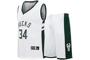 REZIAL Jersey Maschile, Milwaukee Bucks, Abbigliamento Da Basket # 34, Versione Da Fan Di Giannis Antetokounmpo Maschio E Femmina, Abbigliamento Sportivo Ricamato Senza Maniche